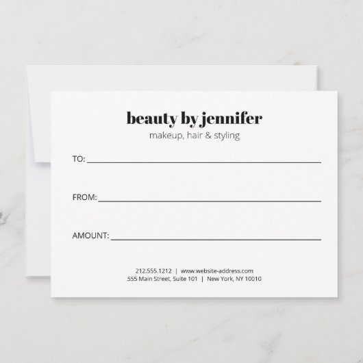 ミニマル顔美しいロゴピンクギフト証明書 (裏面)