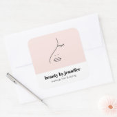 ミニマル顔美しいロゴメイクアップアーティストピンク スクエアシール (封筒)