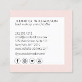 ミニマル顔美しいロゴメイクアップアーティストピンク スクエア名刺 (裏面)