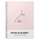 ミニマル顔美しいロゴメイクアップアーティストピンク ノートブック (正面)