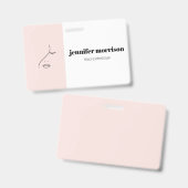 ミニマル顔美しいロゴメイクアップアーティストピンク バッジ (正面&裏面)