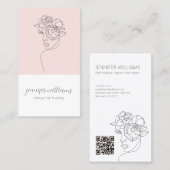 ミニマル顔美しいロゴメイクアップアーティストピンク 名刺 (正面/裏面)