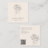 ミニマル顔美しいロゴメイクアップアーティストピンクQR スクエア名刺 (正面/裏面)