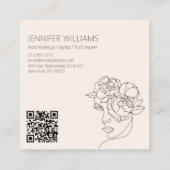 ミニマル顔美しいロゴメイクアップアーティストピンクQR スクエア名刺 (裏面)