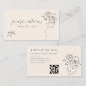 ミニマル顔美しいロゴメイクアップアーティストピンクQR 名刺 (正面/裏面)