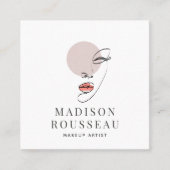 ミニマル顔美しいロゴメイクアップアーティスト スクエア名刺 (正面)