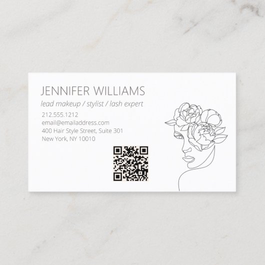 ミニマル顔美しいロゴメイクアップアーティスト 名刺 (裏面)