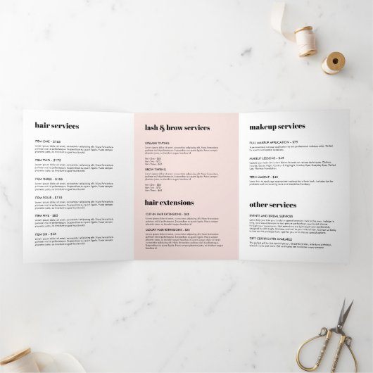 ミニマル顔美しいロゴメイクアップラッズパンフレット 三つ折りカード (内部)