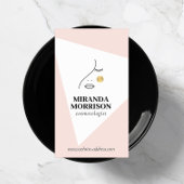 ミニマル顔美しいロゴ美容師ピンク 名刺