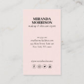 ミニマル顔美しいロゴ美容師ピンク 名刺 (裏面)