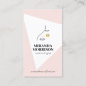 ミニマル顔美しいロゴ美容師ピンク 名刺 (正面)