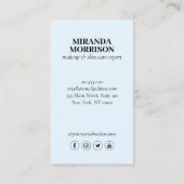 ミニマル顔美しいロゴ美容師ブルー 名刺 (裏面)