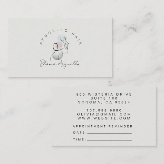 ミニマル顔美しいロゴ美容師 名刺 (正面/裏面)