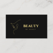 ミニマル顔美しいQrコードブラックと金ゴールド 名刺 (正面)