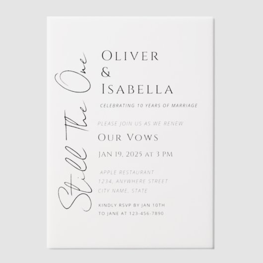 ミニマル願10周年結婚を迎える ベラム紙招待状 (正面)