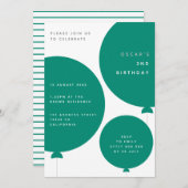 ミニマル風船 | Green Kidの誕生日パーティー 招待状 (正面/裏面)