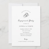 ミニマル馬蹄白黒婚約パーティ 招待状 (正面)