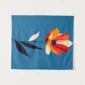 ミニマル鮮やかリストフラワーオンブルーアート タペストリー (正面(横))