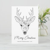 ミニマル鹿ヘッドラインアートスケッチ文字 シーズンカード (スタンド正面)