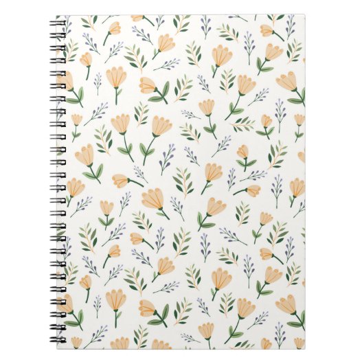 ミニマル黄色フローラ ノートブック (正面)