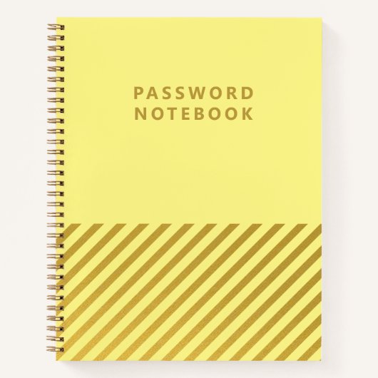 ミニマル黄色金ゴールドストライプパスワードノートブック ノートブック (正面)