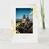 ミニマル黄金の雪片メリークリスマスフォト 箔シーズンカード (正面)