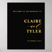 ミニマル黒と実在ホイルの結婚歓迎サイン 箔ポスター (正面)