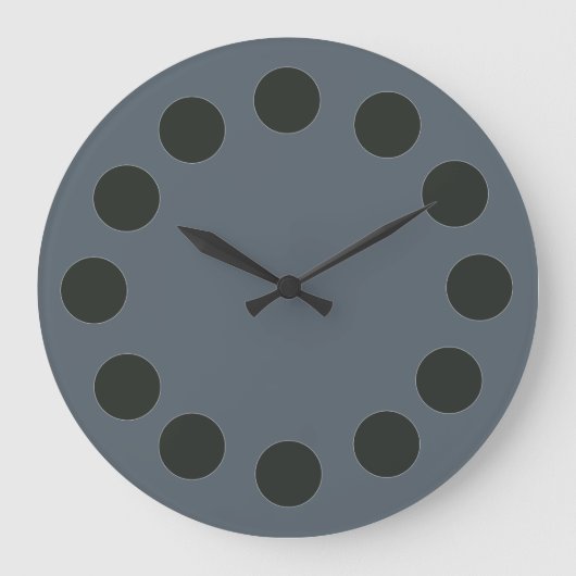 ミニマル黒のドットカスタムカラー ラージ壁時計 (正面)