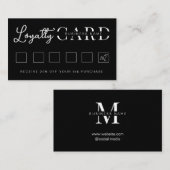 ミニマル黒イニシャルスクリプト ロイヤリティカード (正面/裏面)