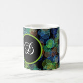 ミニマル黒エレガントスタイリッシュカラフル水玉模様 コーヒーマグカップ (正面右)