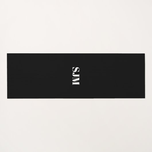 ミニマル黒カスタムモノグラムイニシャルエレガント ヨガマット (裏面(横))