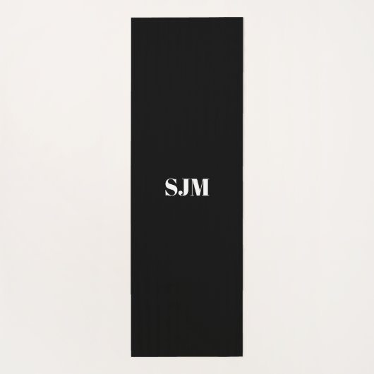 ミニマル黒カスタムモノグラムイニシャルエレガント ヨガマット (裏面)