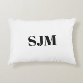 ミニマル黒カスタムモノグラムイニシャル名 アクセントクッション (正面)