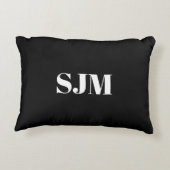 ミニマル黒カスタムモノグラムイニシャル名 アクセントクッション (裏面)