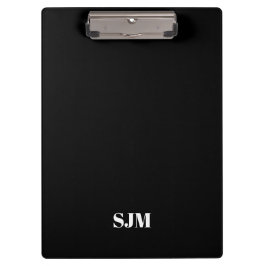 ミニマル黒カスタムモノグラムイニシャル名 クリップボード