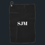 ミニマル黒カスタムモノグラムイニシャル名 ゴルフタオル<br><div class="desc">ミニマルエレガントスシンプルモダンイニシャル白黒カスタムモノグラム名ゴルフタオル</div>