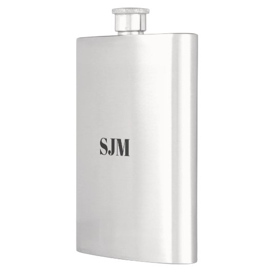 ミニマル黒カスタムモノグラムイニシャル名 フラスク (左)