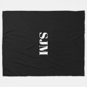 ミニマル黒カスタムモノグラムイニシャル名 フリースブランケット (正面(横))