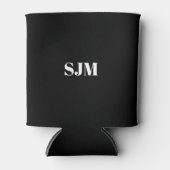 ミニマル黒カスタムモノグラムイニシャル名 缶クーラー (正面)