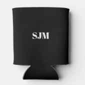 ミニマル黒カスタムモノグラムイニシャル名 缶クーラー (裏面)