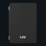 ミニマル黒カスタムモノグラムイニシャル名 iPad MINIカバー<br><div class="desc">ミニマエレガントリストシンプルのモダン黒と白のカスタムイニシャルモノグラムの名パーソナライズされた前iPadミニカバー</div>