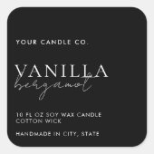 ミニマル黒キャンドルラベル スクエアシール (正面)