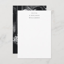 ミニマル黒タイポグラフィ結婚写真の名前  サンキューカード