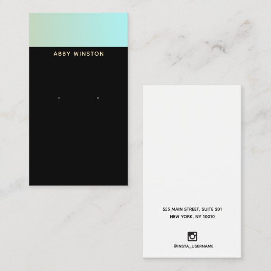 ミニマル黒ターコイズイヤリング表示ホルダー 名刺 (正面/裏面)