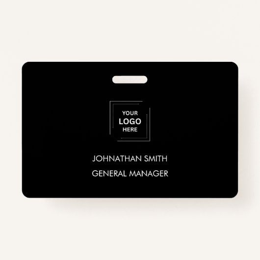 ミニマル黒モダンプロフェッショナル従業員ID バッジ (正面)