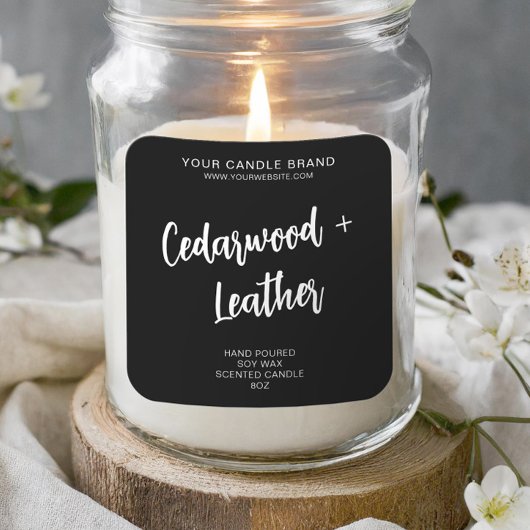 ミニマル黒モダン蝋燭製品ラベル スクエアシール