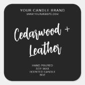 ミニマル黒モダン蝋燭製品ラベル スクエアシール (正面)