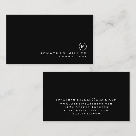 ミニマル黒一文字 名刺 (正面/裏面)