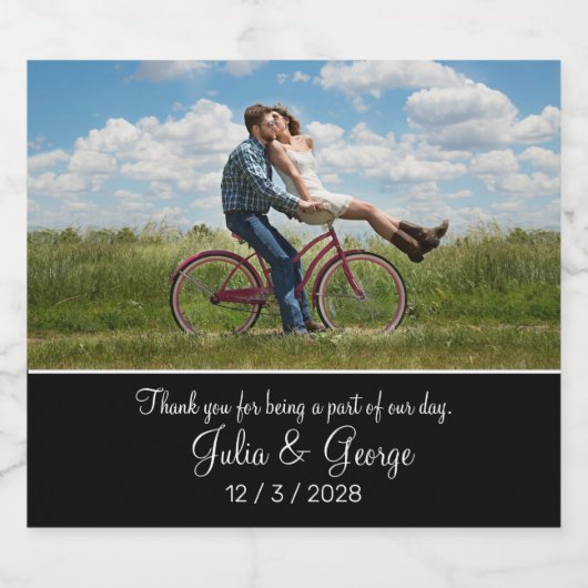 ミニマル黒写真とスクリプエレガントトフォント リキュールボトルラベル (シングルラベル)