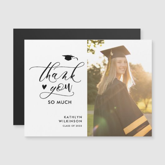 ミニマル黒台写真卒業ありがとう (正面/裏面)